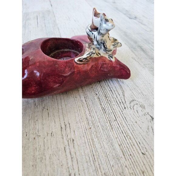 Blue sky heart cat two hearts kitten tea light candle holder vintage Heather gol - Picture 5 of 8